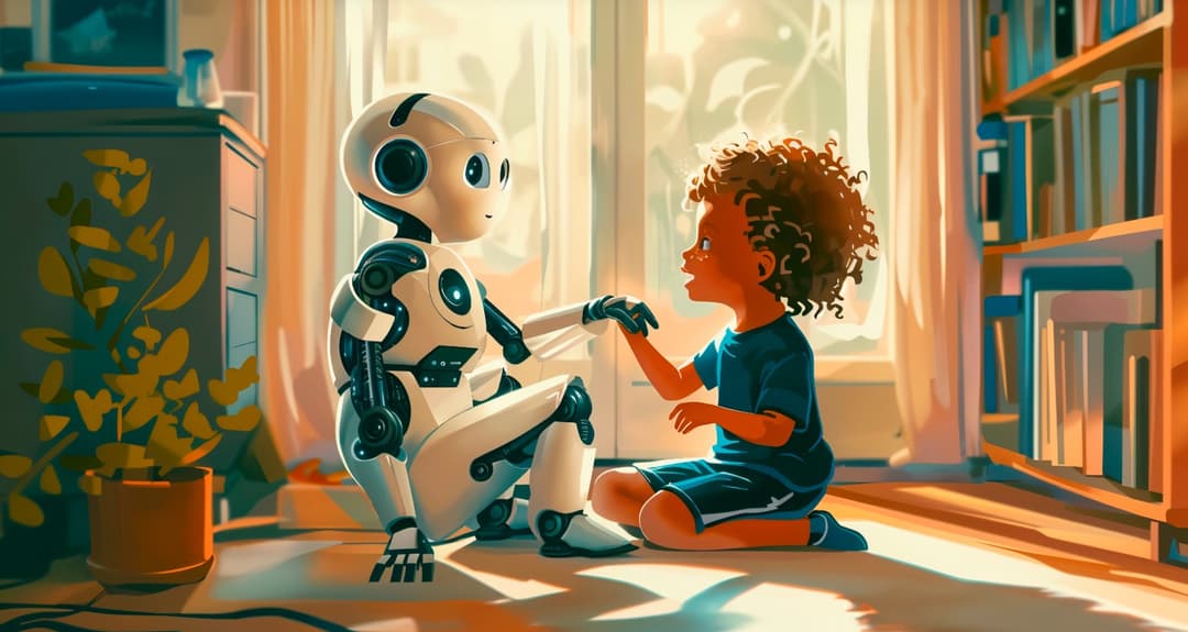 Child sitting in front of AI healthcare system